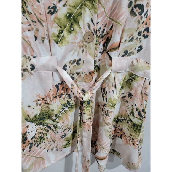 L.I.F.E. Love Is For Eternity Women’s Tropical Leaf Button Front Tie Blouse Sz L - Picture 5 of 7